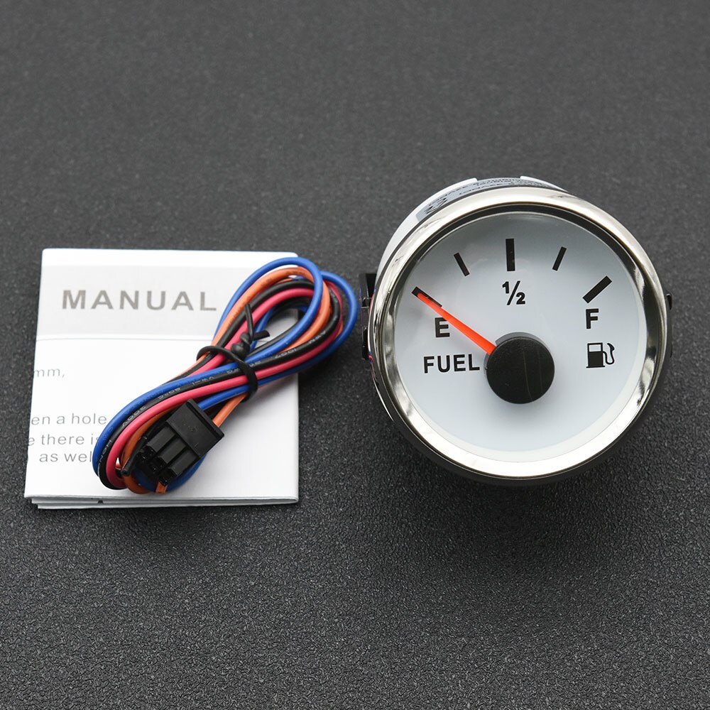 52MM Fuel Level Gauge with 100 125 225 250 300 350 450 500 600mm Fuel Sender Unit 0-190ohm Fuel Level Sensor Auto Gauge for Boat: Only Gauge