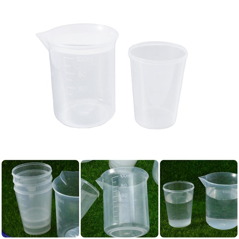 Vasos medidores para mascarillas, Set de tazas medidoras de 100 ml y 50ml, vaso de precipitados de polipropileno, vaso graduado de PP, artículos de laboratorio de plástico, 10 Uds.