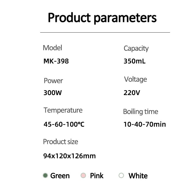 300W czajnik elektryczny przegotowana woda dzbanek na herbatę podgrzewany elektrycznie kubek ambona czajnik zdrowie konserwacja garnek wkładka ze stali nierdzewnej 350ml
