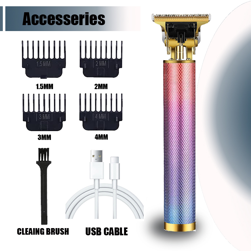 Cortadora de pelo eléctrica T9, recortadora de barba inalámbrica USB, Kit de aseo, Máquina para cortar cabello para estilistas: Naranja