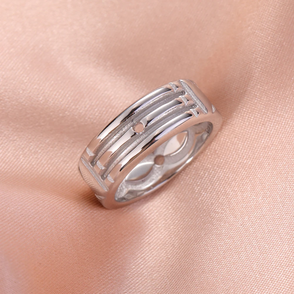 Anillo Skyrim de acero inoxidable con amuleto Atlantis para hombres y mujeres, anillos minimalistas para parejas, banda de boda, joyería de aniversario, al por mayor