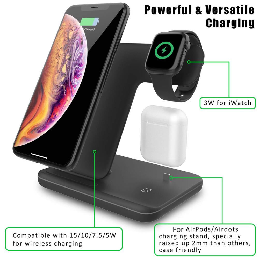 15W Draadloze Charger Stand Voor iPhone 11 Pro XS XR X 8 Airpods Apple Horloge 5 4 3 2 qi Snel Opladen 3 in 1 voor Samsung S10 S9 S8