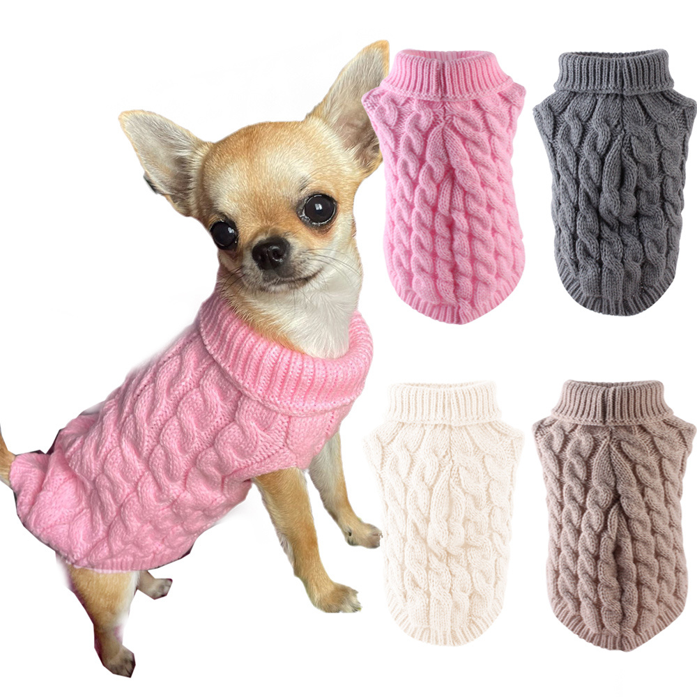 Klassischer, solider Chihuahua-Welpen-Hundepullover für kleine Hunde, warme Winterkleidung für Haustiere, Yorkshire Schnauzer-zur Seite fahren, Disfraz de Perro