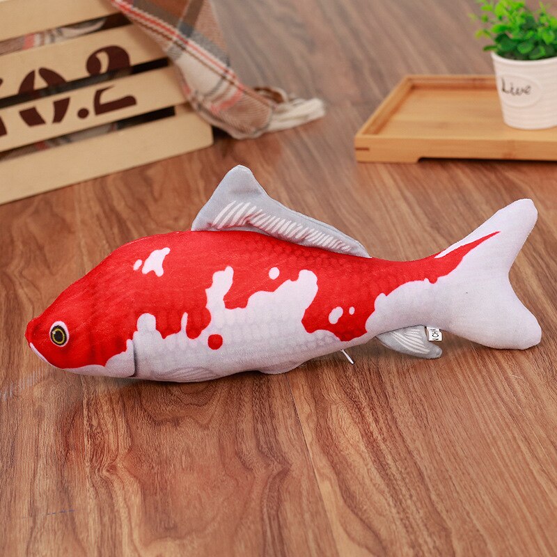 Haustier Weichen Plüsch Kreative 3D Karpfen Fisch bilden Katze Spielzeug Katzenminze Fisch Gefüllte Kissen Puppe Simulation Fisch Spielen Spielzeug für Haustier: rot und Weiß koi / 20cm ohne  Reißverschluss