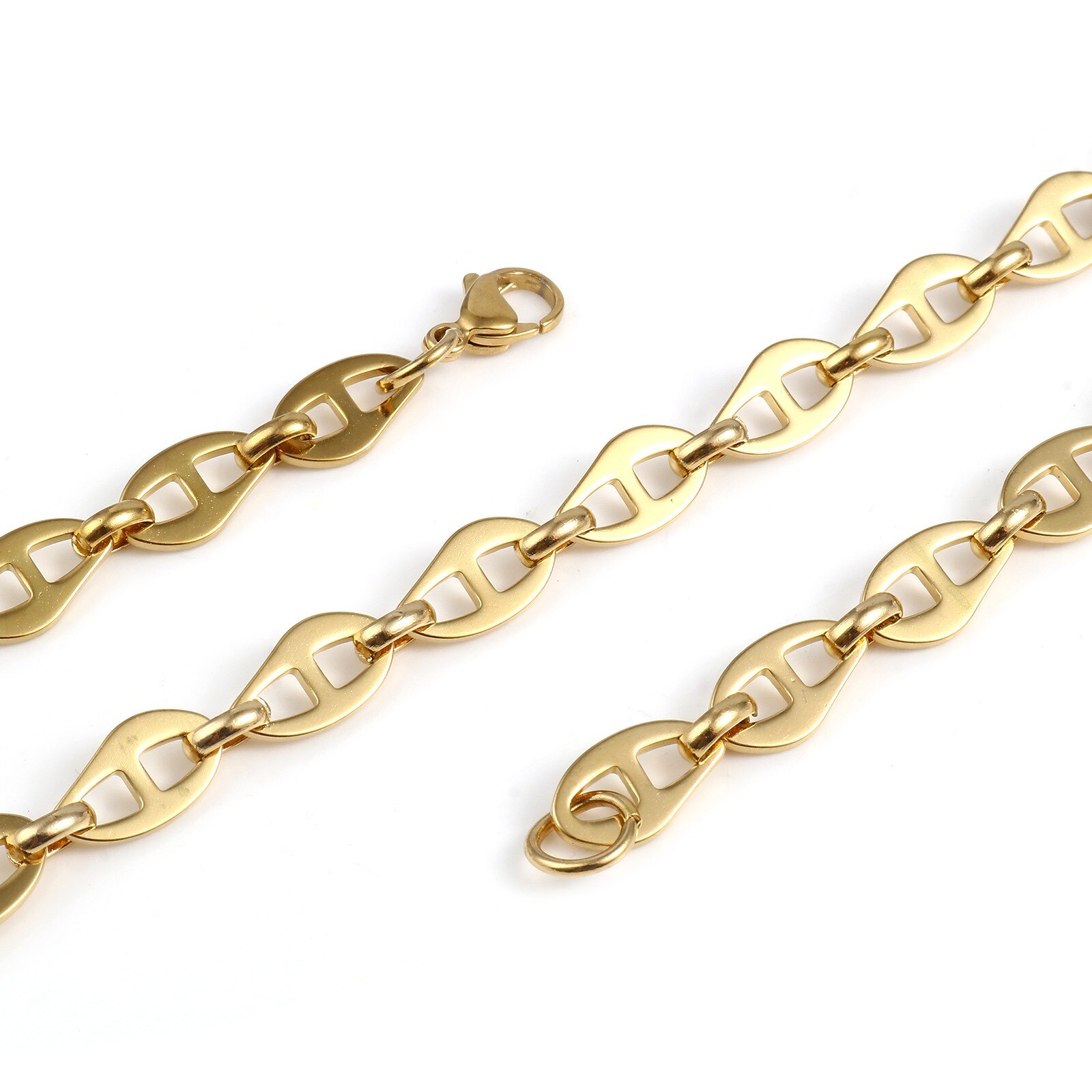 Collier en acier inoxydable, 1 pièce, breloques de nez de cochon, chaînes métalliques creuses multicolores, collier pour femmes et hommes, bijoux de 50.5cm de long: Gold Color