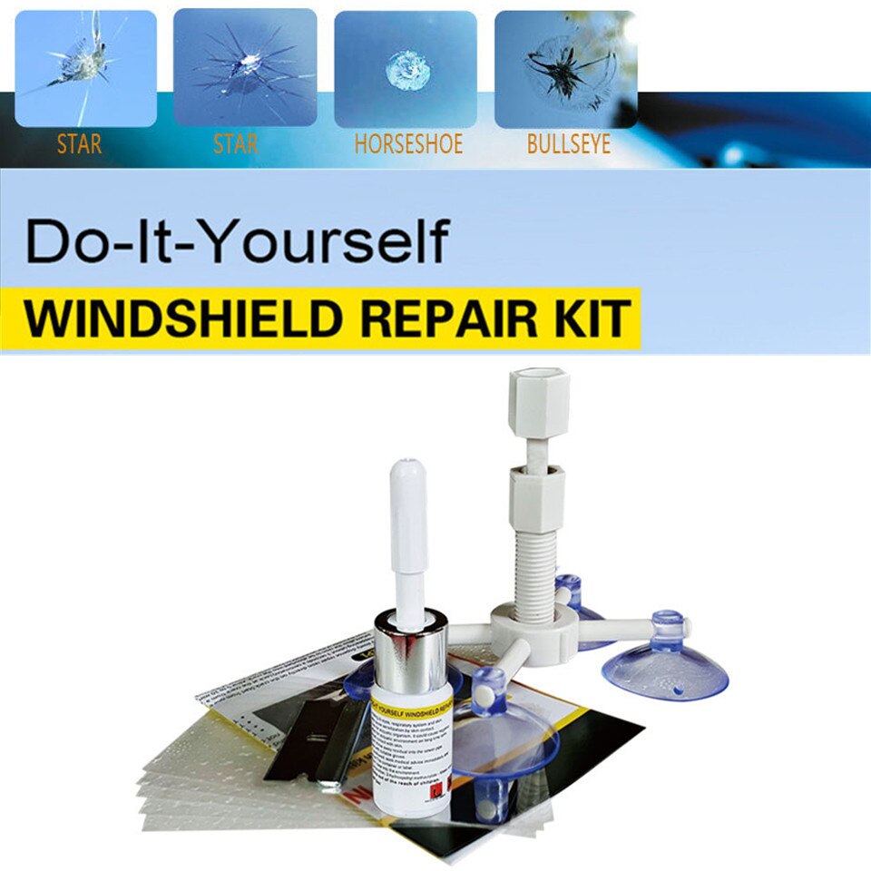 Auto Glas Kras Crack Herstellen Tool Auto Voorruit Reparatie Hars Kit Diy Autoruit Reparatie Tools Vensterglas Curing Lijm: White for star crack