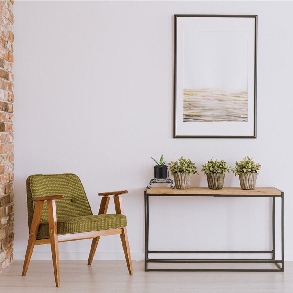 1Pc Classic Iron Flower Stand Flower Pot Stand Indoor Flower Pot Stand Decor: Black