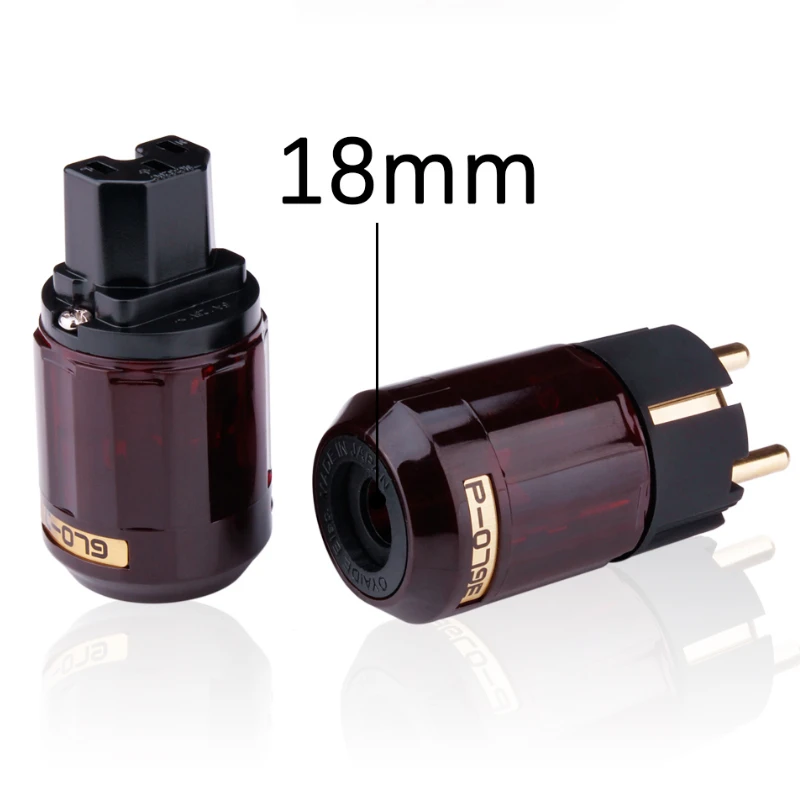 P-079E 24K Gold-Plated EU Plug Schuko C13 Connctor for DIY HiFi Audio Power Cable Cord