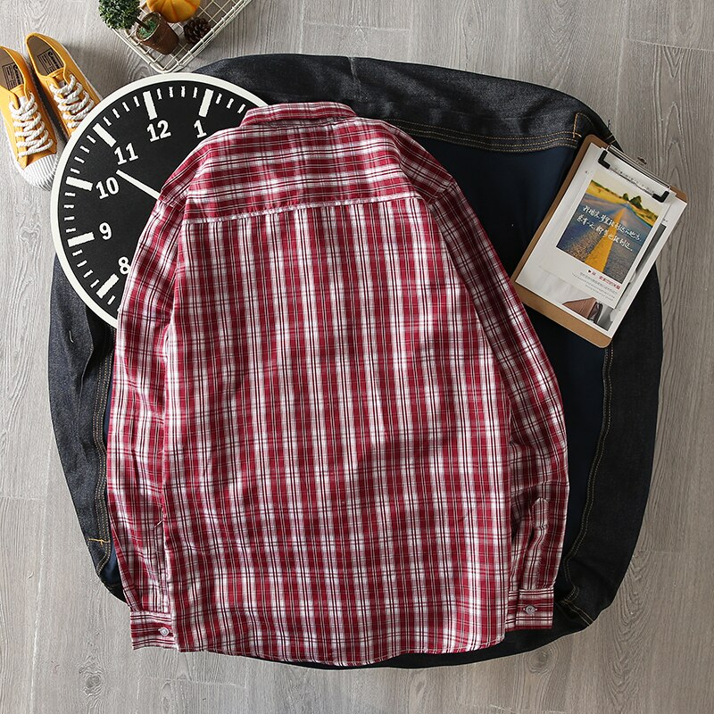 Lange Mouw Mannen Herfst Plaid Harajuku Kleding Alle Match Casual Heren Shirts Stijlvolle Turn-Down Kraag Japanse Streetwear