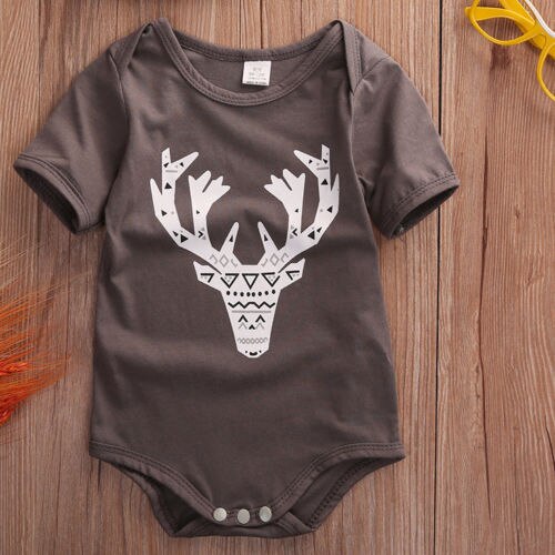 Cute Deer Baby Girl Boy Cotton Clothes Romper Jumpsuit Outfits Clothing Short Sleeve O Neck Pullover