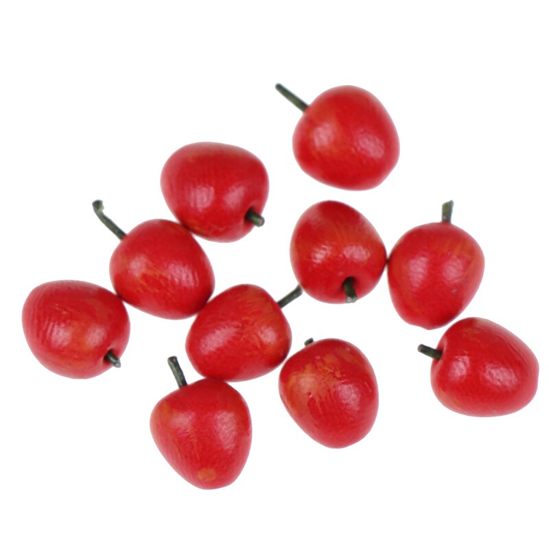 10 Stks/zak Poppenhuis Accessoires Miniatuur Rood Apple Keuken Decoratie Emulatie Rood Fruit Apple S