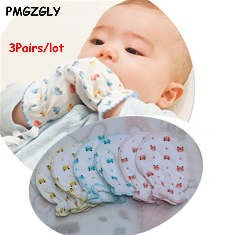 6 Paires De Mitaines Anti-griffes Pour Bébé 0-6 Mois - Coton Doux, Designs Mignons - Taille 9.5x7.5 Cm