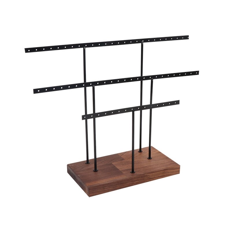 Opknoping Sieraden Display Rack Tree Organizer Metalen Rek Voor Holding Vrouwen Jewelries Oorbellen Ringen Kettingen Oor Stud Hanger: Black  Walnut