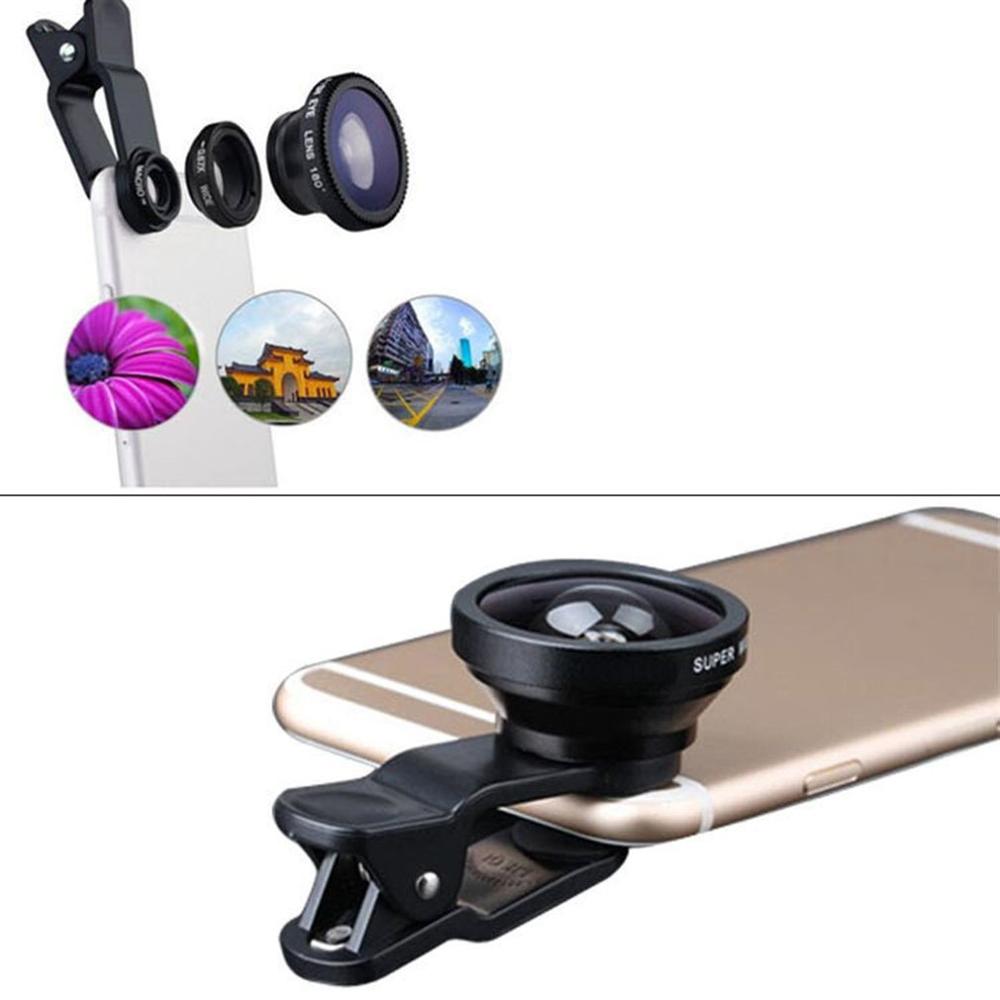 3-in-1 Multifunctional Phone Lens Kit Fish Lens + Macro Lens + Wide Angle Lens Transform Phone Into Camera