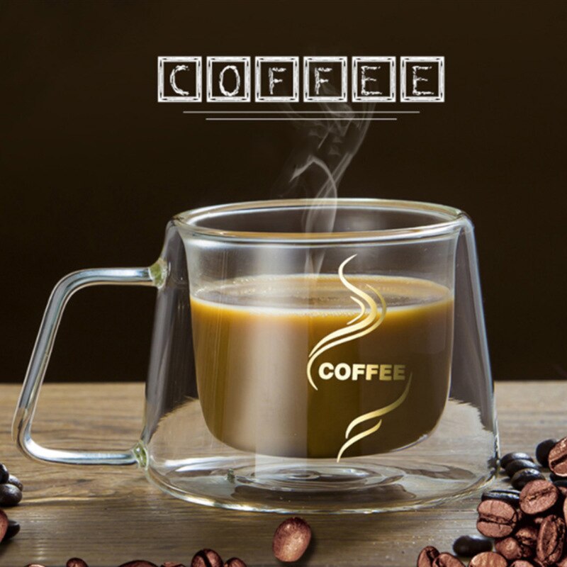 Kaffemugg espressokopp termoglas dubbelväggiga höga borosilikatmuggar xjs 789
