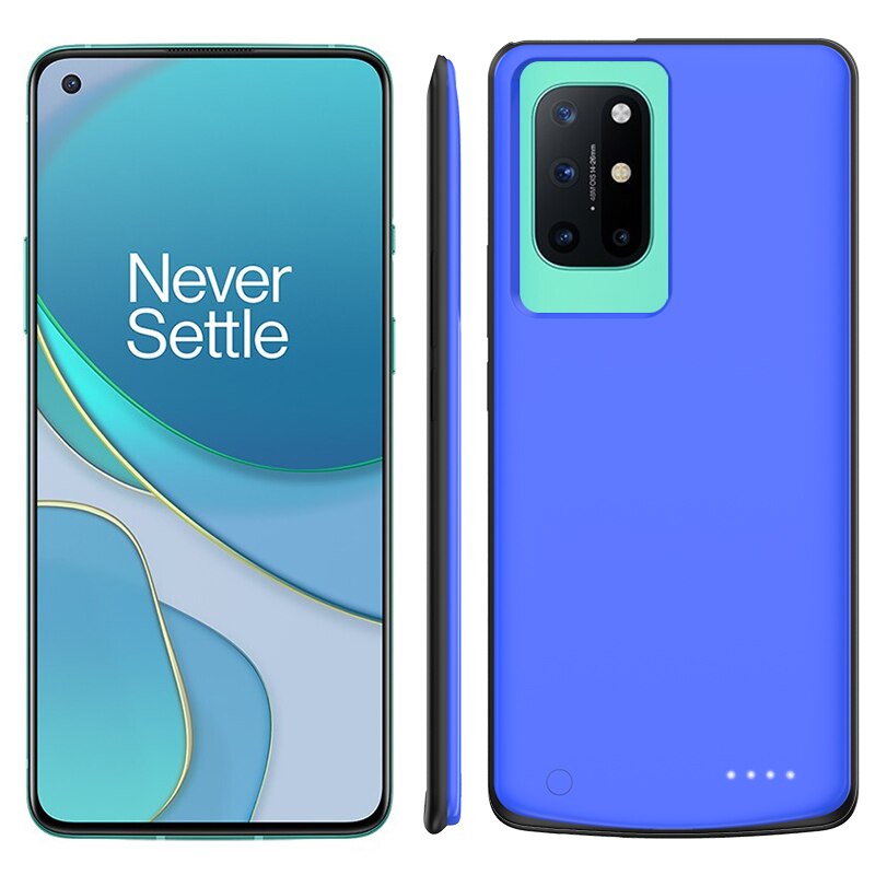 Batteriladdare för oneplus 8t silikon silikon stötsäker backup bärbar powerbank laddningsskydd oneplus 8t batterifodral: Blå
