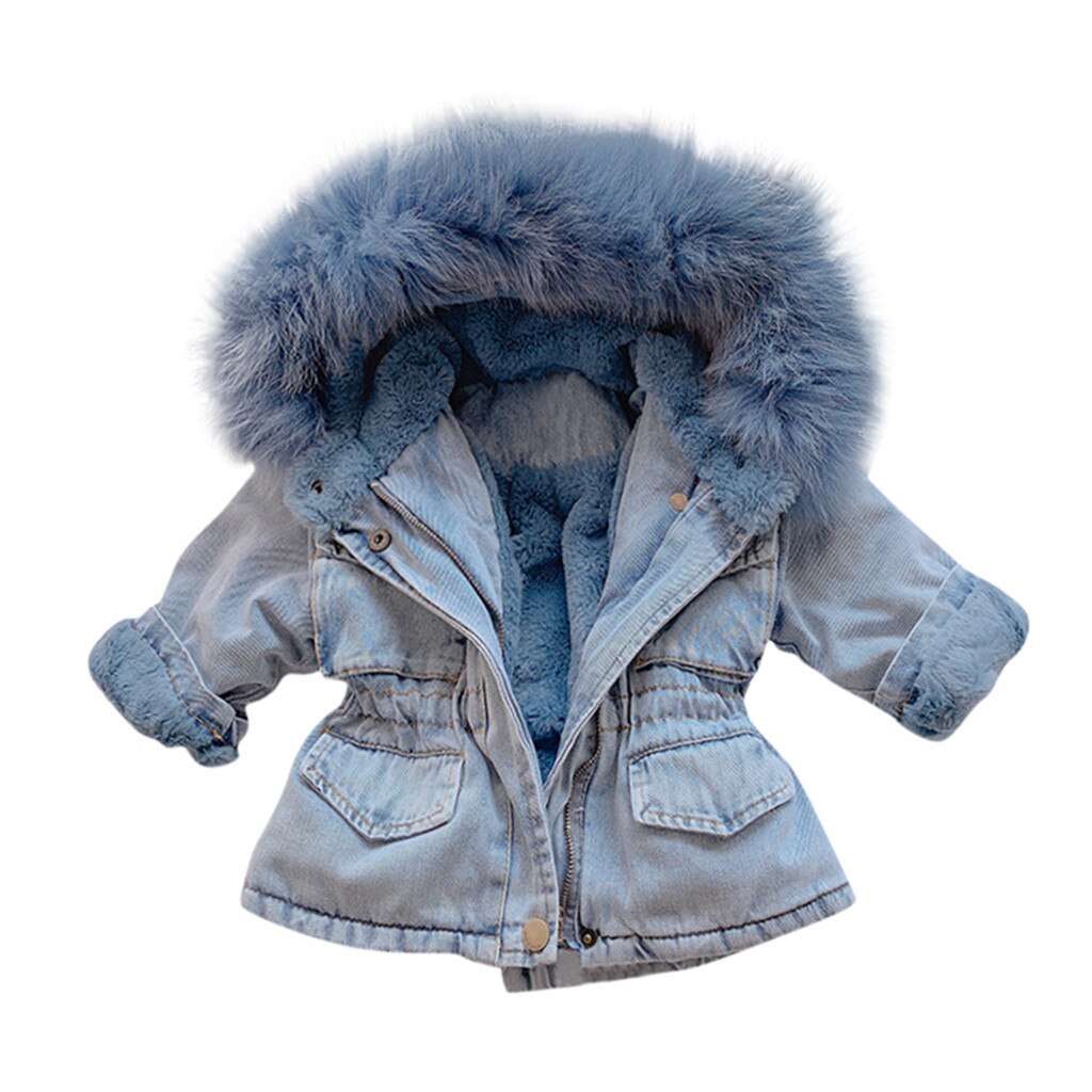 Kinderen Cowboy Plus Fluwelen Warme Jas Peuter Jongens En Meisjes Wind Jas Jas Uitloper Kleding Anorak niña: Blauw / 5T