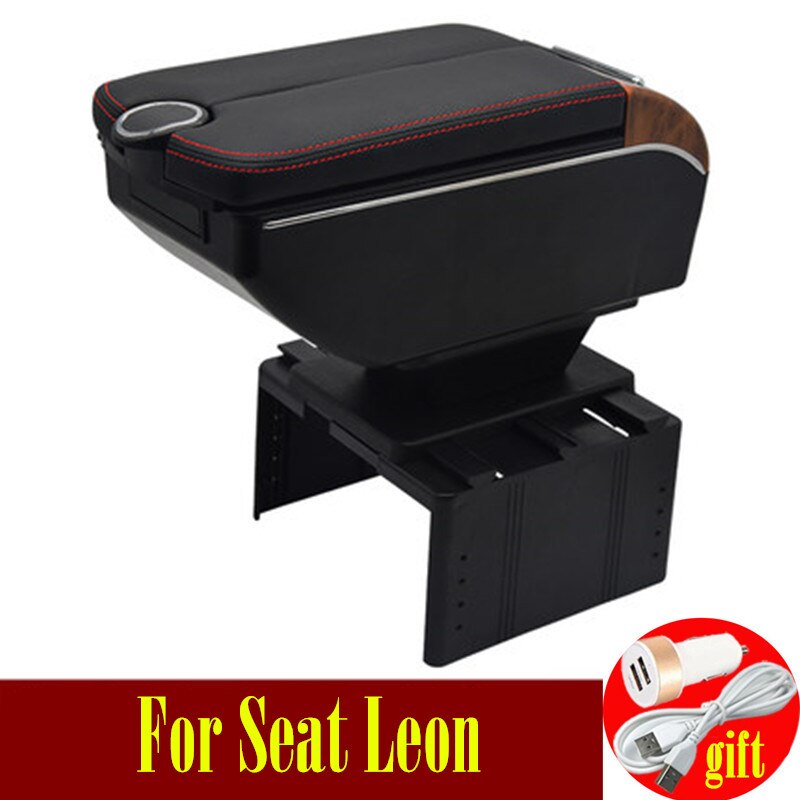 For Seat Leon armrest box For Seat Leon Mk2 Car armrest Double doors open 7USB Centre Console Storage Box Arm Rest