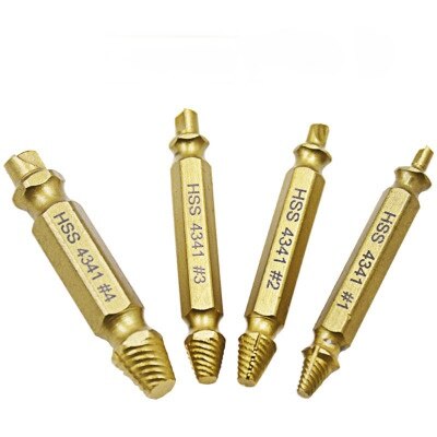 4/5/6 PCS Damaged Screw Extractor Drill Bit Set Stripped Broken Screw Bolt Remover Extractor Easily Take Out Demolition Tools: 4PC Gold