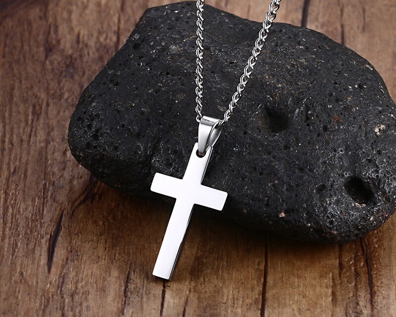 Charme mænd rreligiøst tilbehør cuba kæde tilbehør titanium stål kryds vedhæng rustfrit stål kvinder halskæde