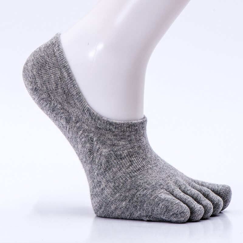 Breathable Unisex Men Women Socks Sports Invisibility Solid Color Five Finger Socks Breathable Cotton Socks Basketball Socks: grey