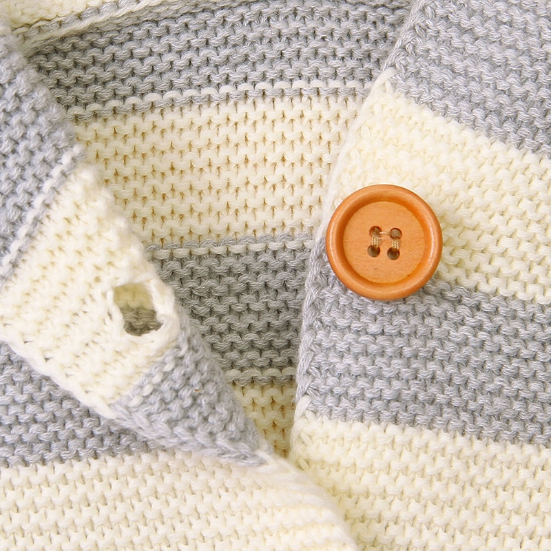 PatPat Spring and Autumn Baby Cute Knitted Striped Button Sweater with Pocket Sweaters & Hoodies Sweaters