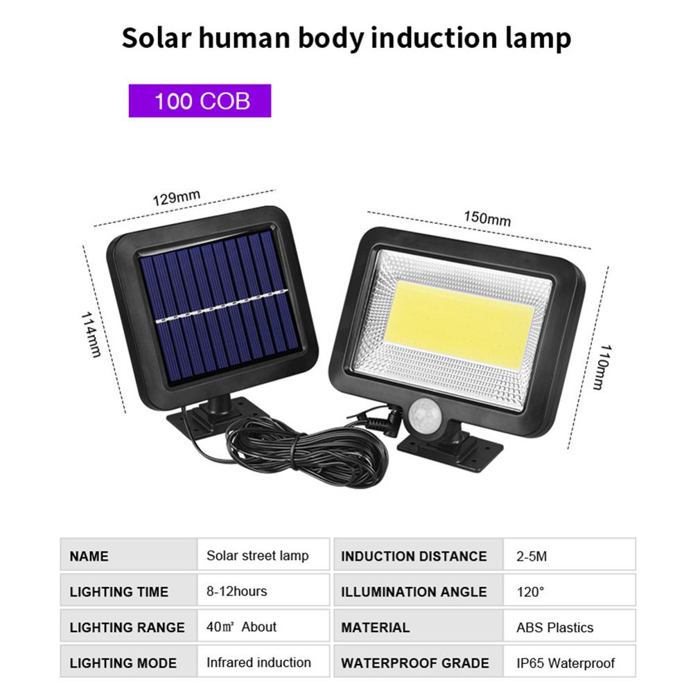 Outdoor Lighting COB 120 LED Solar light Garden decor Lamp Human Body Induction Light Waterproof Yard Street Light Wall lamp: COB 100LED A