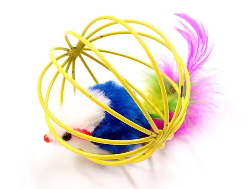 Varita de juguete para gatos, varita de plumas con campana, jaula para ratón, juguetes de plástico Artificial colorido, juguete de rompecabezas para gatos, suministros para mascotas, Color aleatorio, 1 ud.