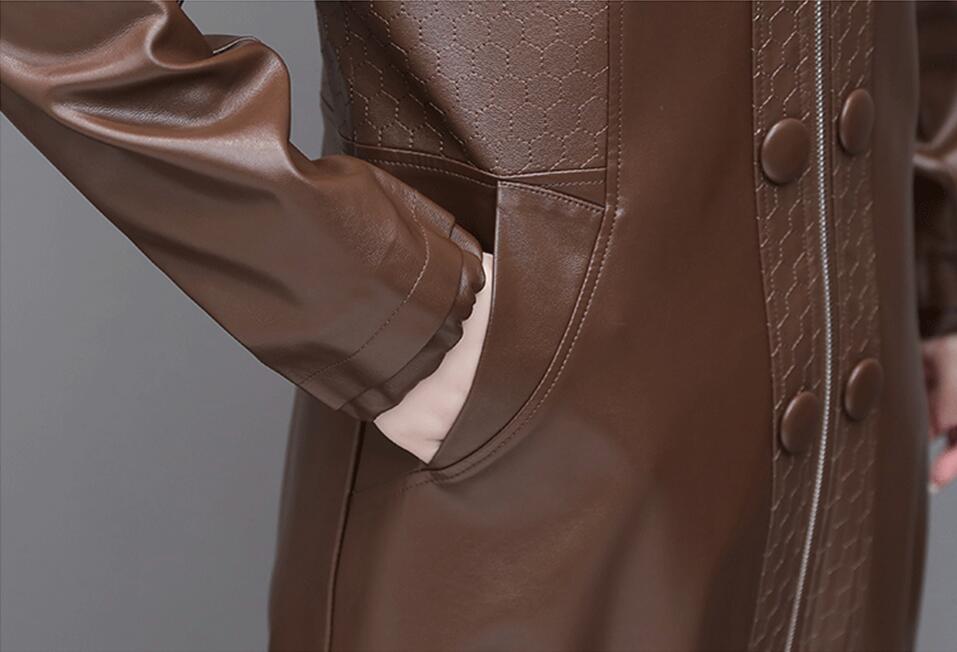 Chaqueta de cuero con capucha para mujer, abrigo largo de talla grande 3XL y 4XL, ropa de primavera y otoño, novedad de 2022