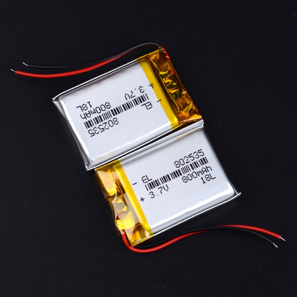 3.7v litium batteri 800 mah polymer batteri 802535 bluetooth dvr spiller dashcam opptaker registrar