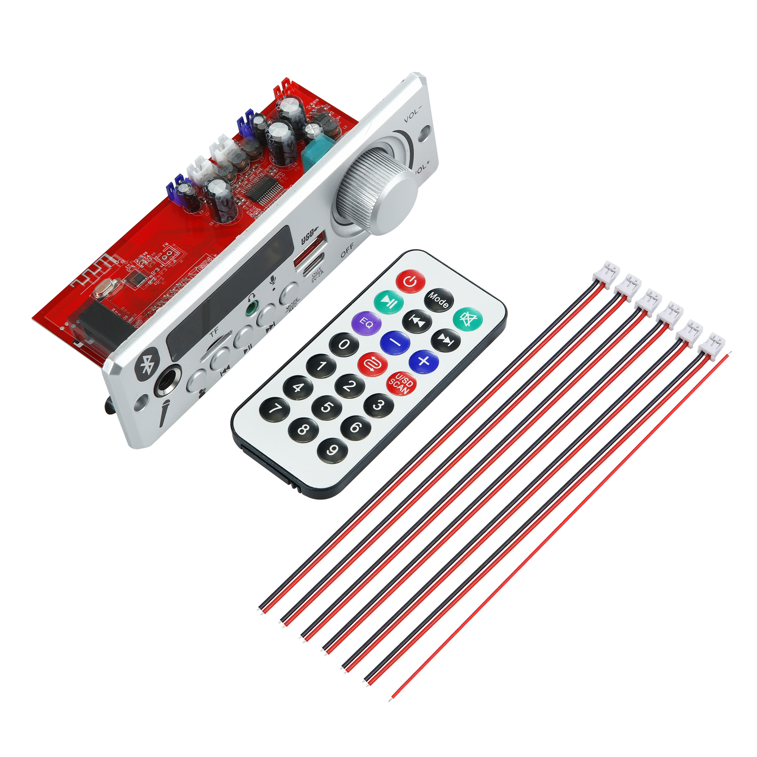 80w Verstärker Bluetooth 5,0 DIY MP3 WAV Decoder Board DC 12V 2*40W Wireless Auto USB MP3-Player TF Kartens teck platz USB FM mit Mikrofon: green