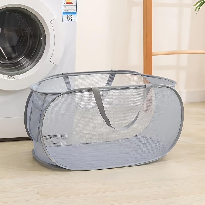 Ademend Mesh Opvouwbare Wasmand Huishoudelijke Vuile Kleren Organizer Handvat Lichte Draagbare Broek Sorteerder Tool Item: Light Grey
