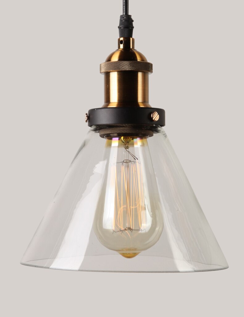 Jahrgang Anhänger Lichter Glas Anhänger Lampen Dachgeschoss Industrie Hängen Lampe rauchig Grau Lamparas De Techo Colgante Moderne Glanz Pendent: transparent-B 18.5CM