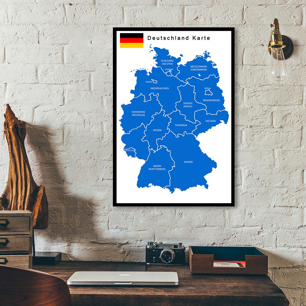 60*90cm Political Map of the Germany In German Wall Art Poster Canvas Painting Classroom Home Decoration School Supplies