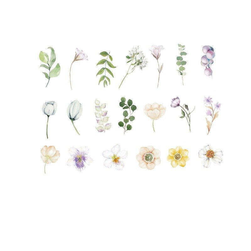 Hand drawn Sticker Aesthetic Flower Decorative Stickers Scrapbooking Stick Label Diary Album Stationery painting Accessories
