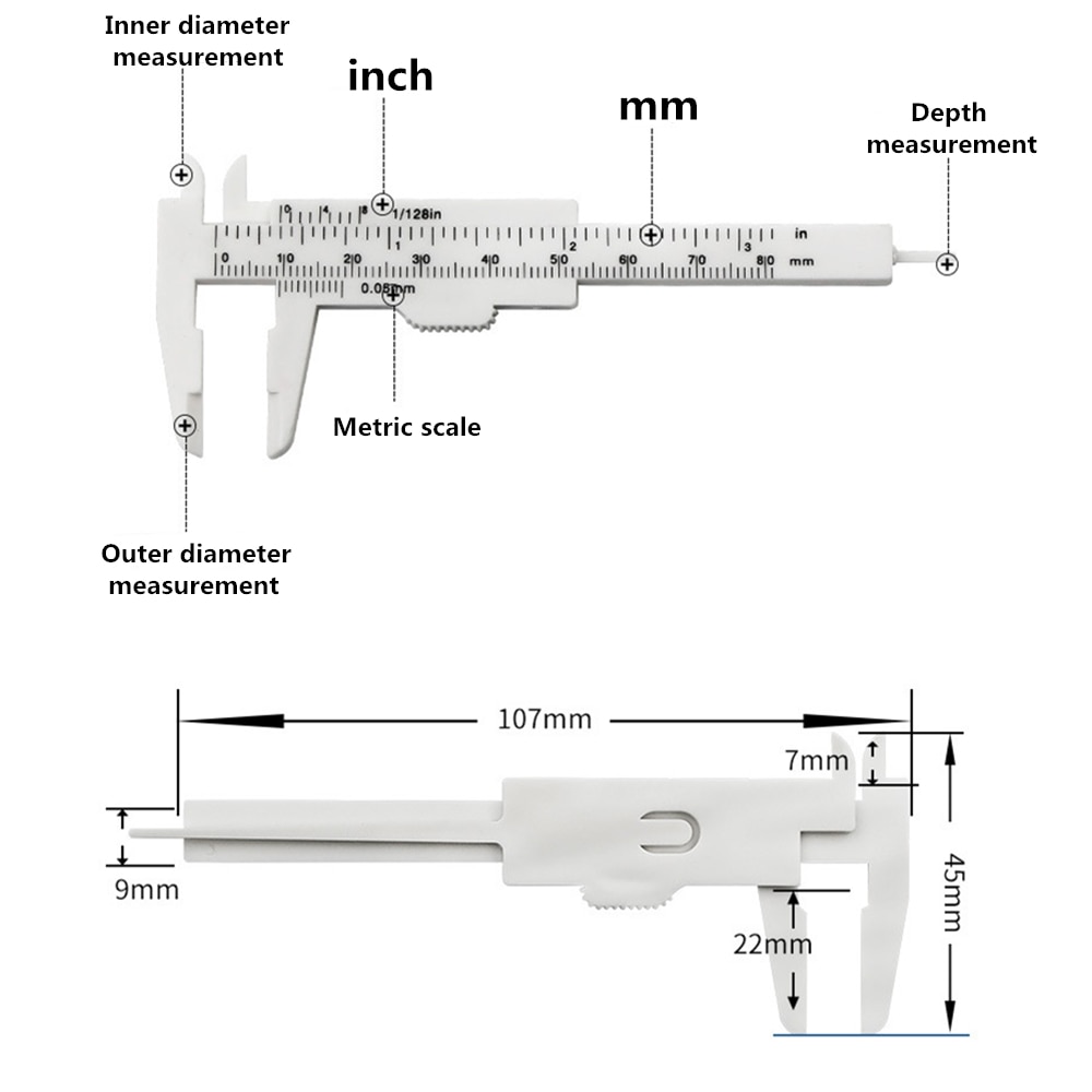 80mm Mini Plastic Sliding Vernier Caliper Gauge Measure Tool Ruler Micrometer Hand Tool