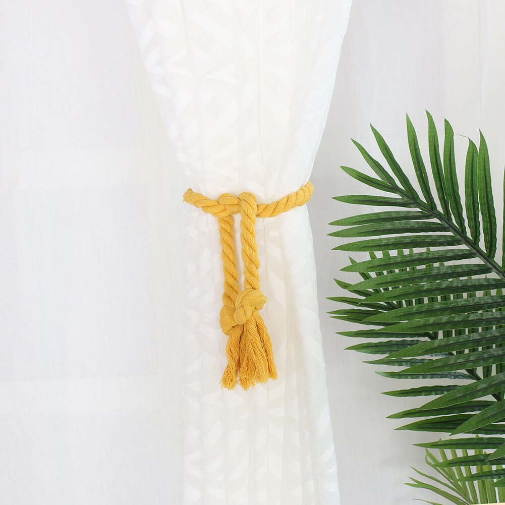 Curtain Buckles Tie Rope Handmade Weaving Cotton Linen Clips Tiebacks Holder Solid Color Curtain Holder Rope Home Decor