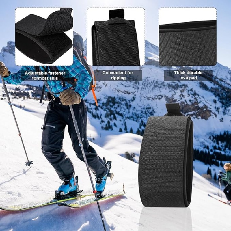 Correas ajustables para envolver esquí, banda para almacenamiento de esquí, cinta de sujeción para esquí, corbata de almacenamiento con almohadilla protectora, accesorios para esquís, deporte de invierno