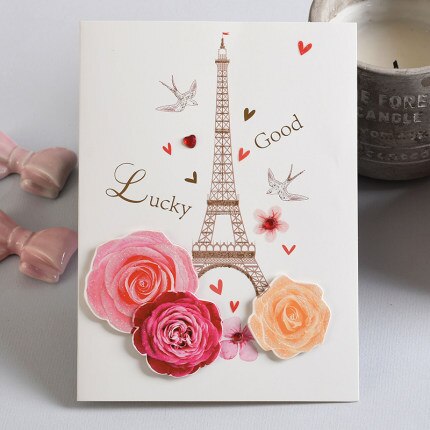 Vintage Flower Greeting Card Multi-purpose Layering Flower Paper Handmade Card: 01