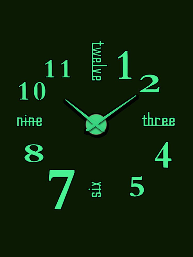 Night Light Wall Clock 3D DIY Frameless Wall Decoration Clock Luminous Stickers Non-Ticking DIY Wallclock Sticker Living Room