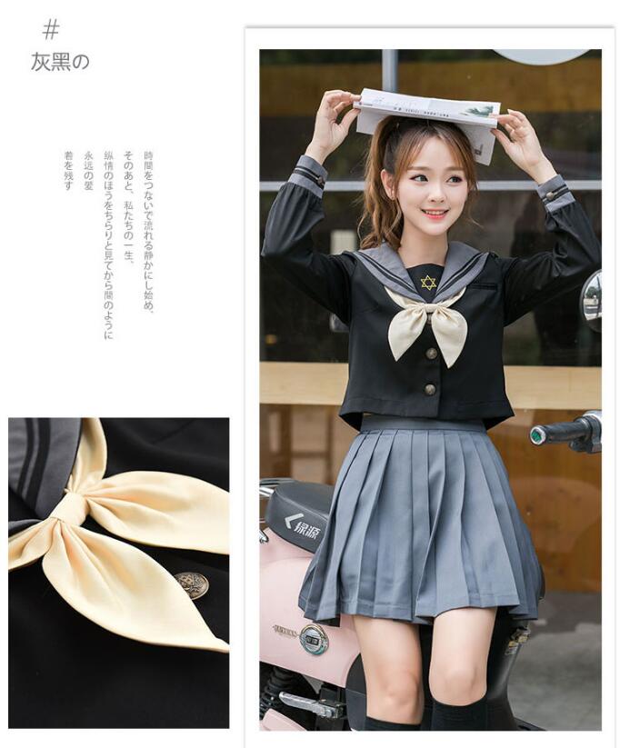 Traje de viento universitario, uniformes de Japón de la iglesia gótica JK, falda de hermana suave, traje de marinero Kansai de manga larga, uniforme escolar para estudiantes jkx114