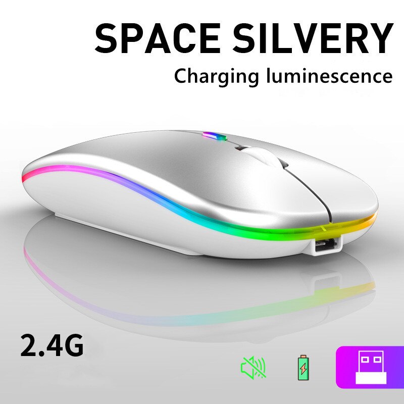 Bluetooth Draadloze 2.4Ghz Muis Usb Optische Muis Oplaadbare Rgb 1600Dpi Muis Computer Ergonomische Gaming Muis Voor Laptop Pc: B1-Rechargeable-4