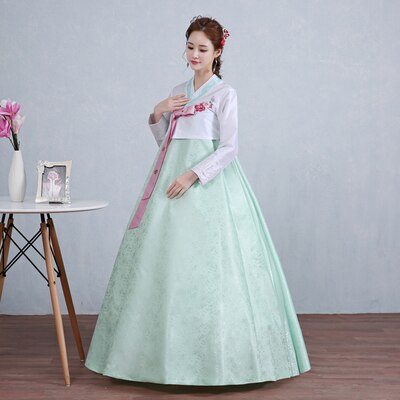 Traditional Korean Hanbok Dress - Elegant Vintage Women's Costume: Green / L