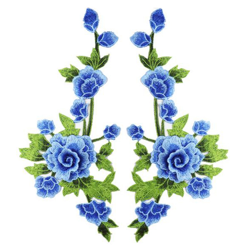1 par de parches de tela bordados con flores para mujer, apliques de decoración de tela, estilo chino, 35x15CM: Cobre envejecido