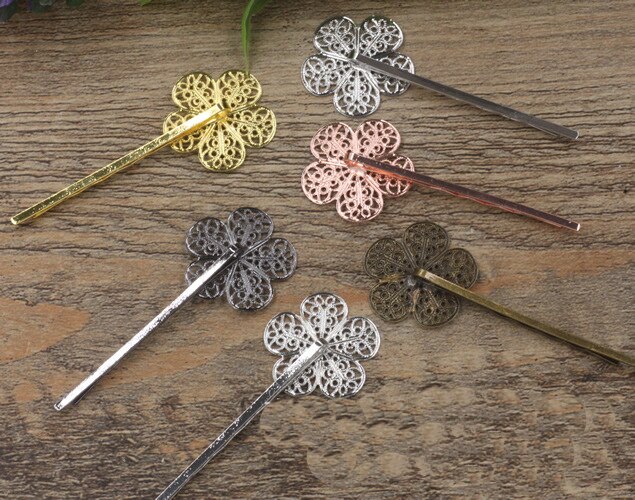 10pcs Vintage Flower Motif Hair Jewelry Charm Women Hairclip Hairpin Word Folder Hairclips Barrettes Retro Hair Wear Accessories