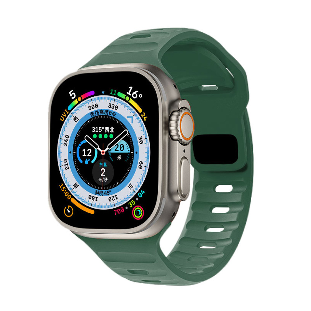 Silicone Strap For Apple Watch ultra Band 49mm 45mm 44mm 42mm 40mm 41mm 38 45 mm correa bracelet iwatch Series 9 8 7 6 5 4 3 se: Rose Green  / 16mm