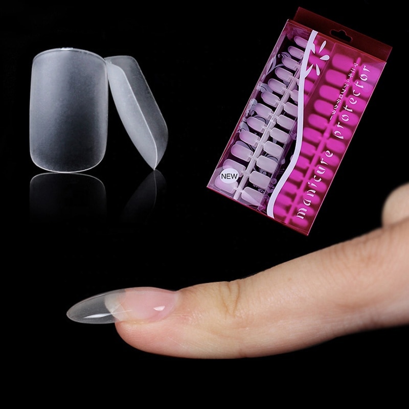 288 stk gør-det-selv 12 størrelser skønhed ovale falske negle korte fulddækkende negle ultra slim naturlig akryl uv gel nail art tip  ft051