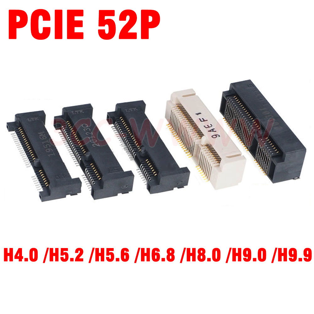 Conector MINI PCIE Msata ranura para enchufe PCI-E soporte de tarjeta de 52 pines H4.0MM H5.2 H5.6 H6.8 H-8 H9.0 para Notebook Mini PCIE 52P SMT SSD