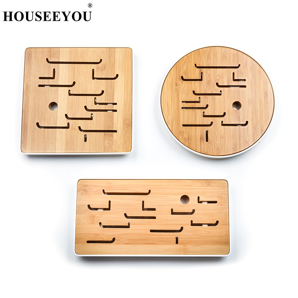Chinese Kung Fu Natural Bamboo Tea Trays with Drainage Water Storage Drain Plate Travel Tea Board Tea Tray Teaware
