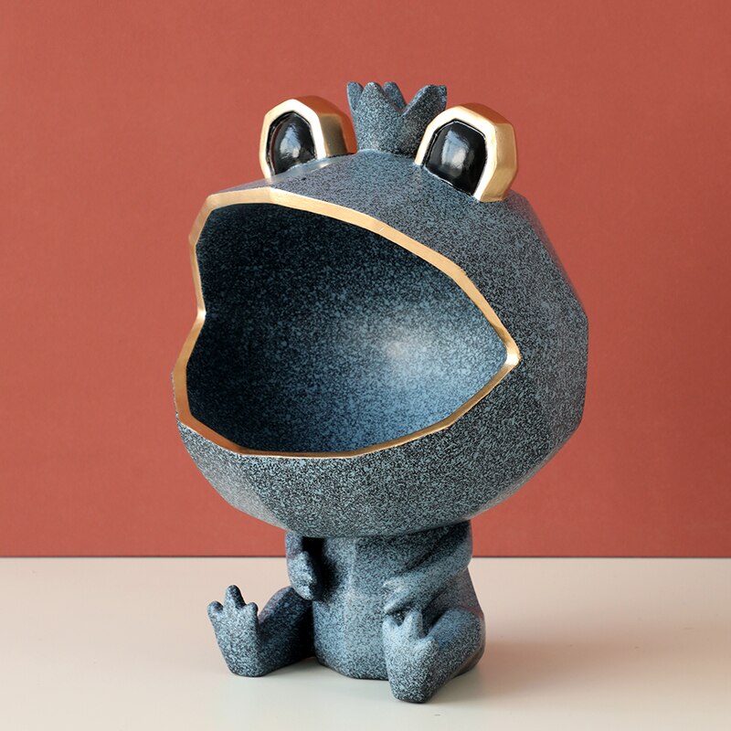 Frosch Lagerung Kasten Behälter Harz hause büro Schmuck Schlüssel Kasten Obst Süssigkeit Kasten Frosch figur skulptur moderne kunst statuen für dekoration: Frosch Textur Blau